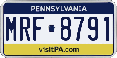 PA license plate MRF8791