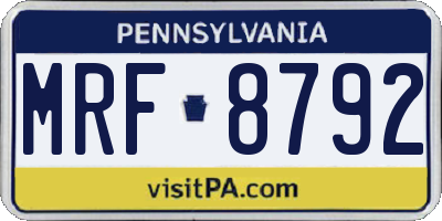 PA license plate MRF8792