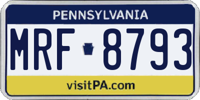 PA license plate MRF8793