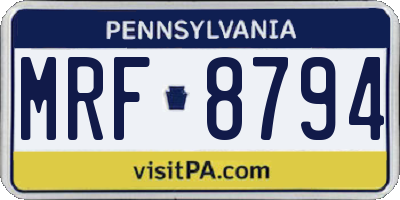 PA license plate MRF8794