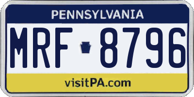 PA license plate MRF8796