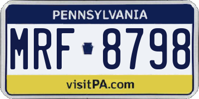 PA license plate MRF8798