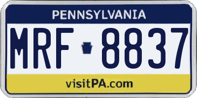 PA license plate MRF8837