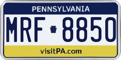 PA license plate MRF8850