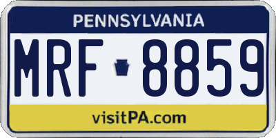 PA license plate MRF8859