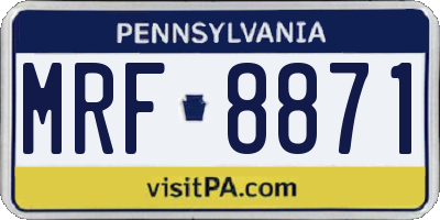 PA license plate MRF8871