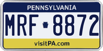 PA license plate MRF8872