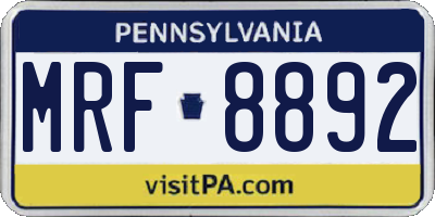 PA license plate MRF8892