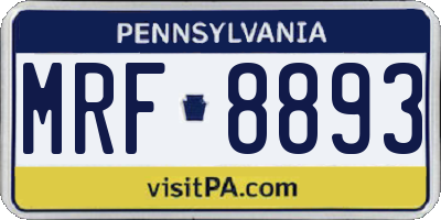 PA license plate MRF8893