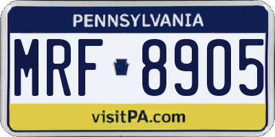 PA license plate MRF8905
