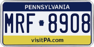 PA license plate MRF8908