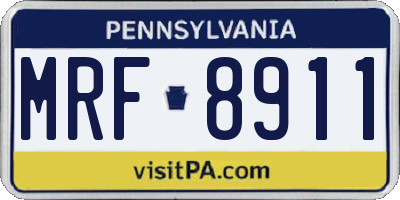 PA license plate MRF8911