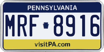 PA license plate MRF8916