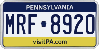 PA license plate MRF8920
