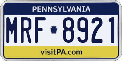 PA license plate MRF8921