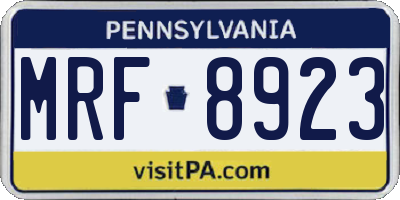 PA license plate MRF8923