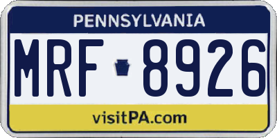PA license plate MRF8926