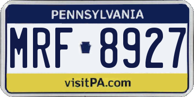 PA license plate MRF8927