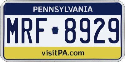 PA license plate MRF8929
