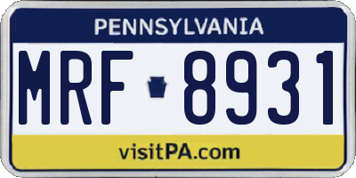 PA license plate MRF8931