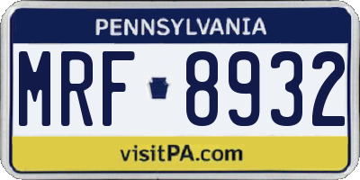 PA license plate MRF8932