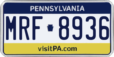 PA license plate MRF8936