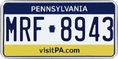 PA license plate MRF8943