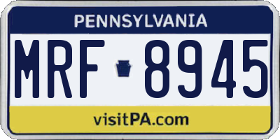 PA license plate MRF8945