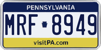 PA license plate MRF8949