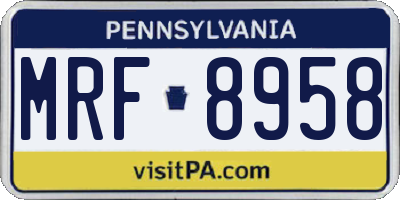 PA license plate MRF8958