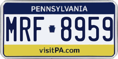 PA license plate MRF8959