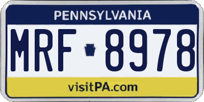 PA license plate MRF8978