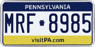 PA license plate MRF8985