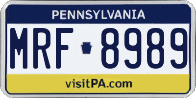 PA license plate MRF8989