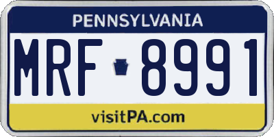 PA license plate MRF8991