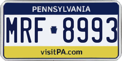 PA license plate MRF8993