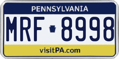 PA license plate MRF8998