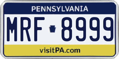 PA license plate MRF8999