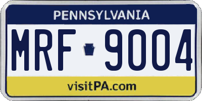 PA license plate MRF9004