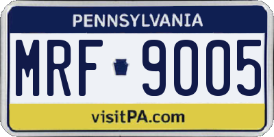 PA license plate MRF9005