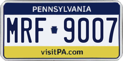 PA license plate MRF9007