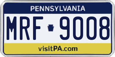 PA license plate MRF9008