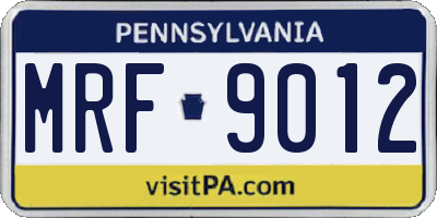 PA license plate MRF9012