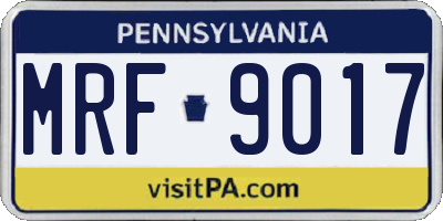 PA license plate MRF9017