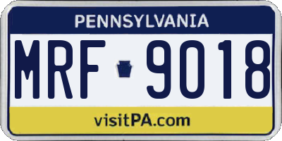 PA license plate MRF9018