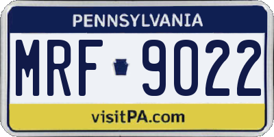 PA license plate MRF9022