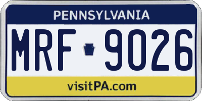PA license plate MRF9026