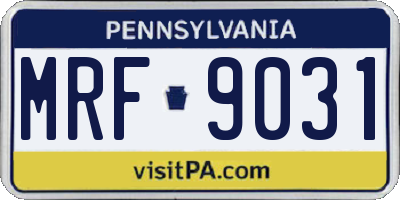 PA license plate MRF9031