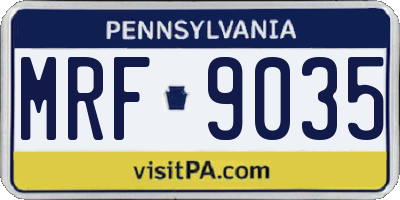 PA license plate MRF9035