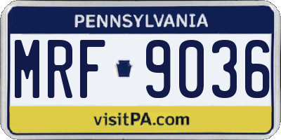 PA license plate MRF9036